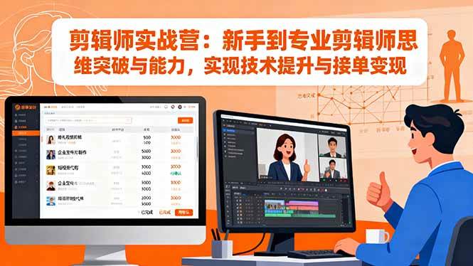 剪辑师实战营:新手到专业剪辑师思维突破与能力,实现技术提升与接单变现-资源基地