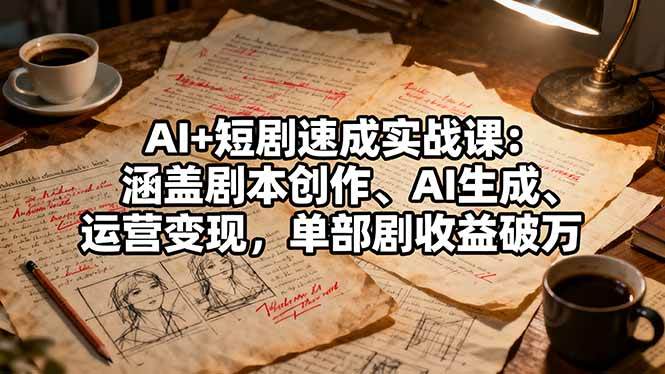 AI+短剧速成实战课:涵盖剧本创作、AI生成、运营变现,单部剧收益破万-资源基地