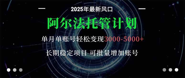 阿尔法托管计划 单账号月入3000-5000,长期稳定项目,新手小白轻松上手。-资源基地