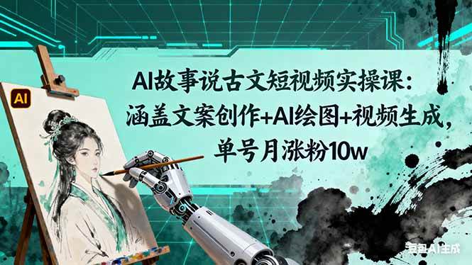 AI故事说古文短视频实操课：涵盖文案创作+AI绘图+视频生成，单号月涨粉10w-资源基地