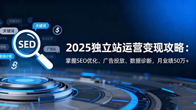 2025独立站运营变现攻略：掌握SEO优化、广告投放、数据诊断，月业绩50万+-资源基地