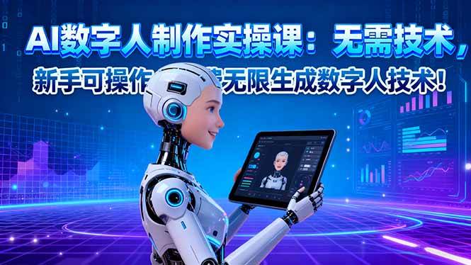 AI数字人制作实操课:无需技术,新手可操作,免费无限生成数字人技术!-资源基地