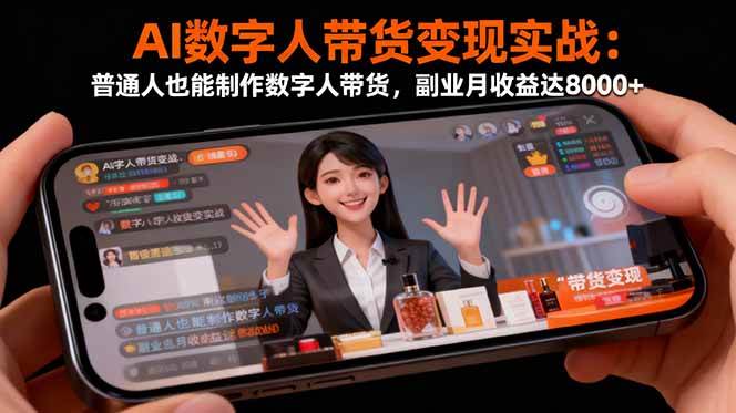 AI数字人带货变现实战:普通人也能制作数字人带货,副业月收益达8000+-资源基地