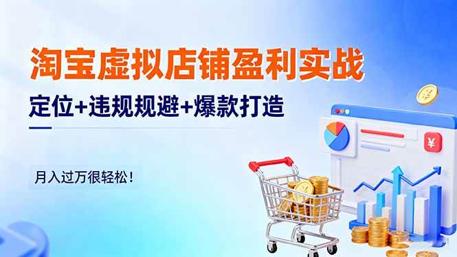 淘宝虚拟店铺盈利实战:定位+违规规避+爆款打造,月入过万很轻松!-资源基地