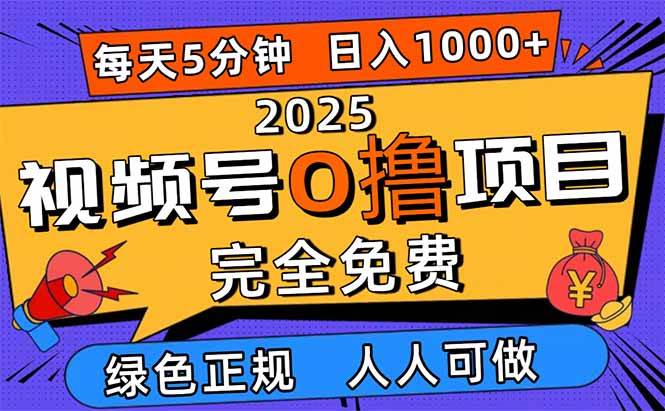 2025视频号0撸项目,5分钟一个号,日入1000+,人人可做-资源基地