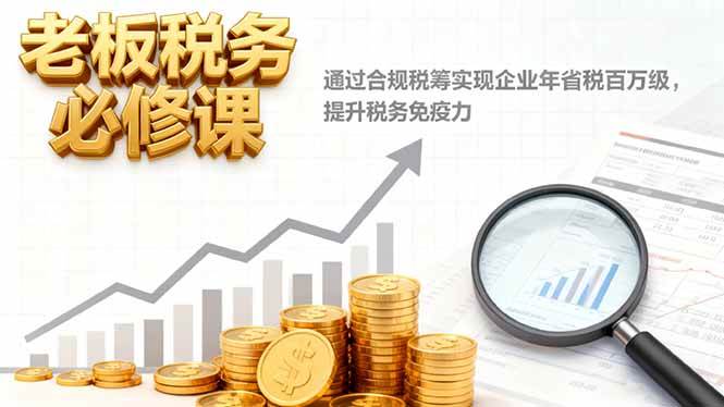 老板税务必修课，通过合规税筹实现企业年省税百万级，提升税务免疫力-资源基地