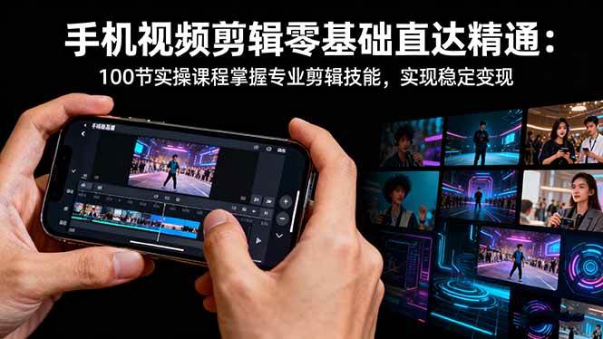 手机视频剪辑零基础直达精通:100节实操课程掌握专业剪辑技能,实现稳…-资源基地