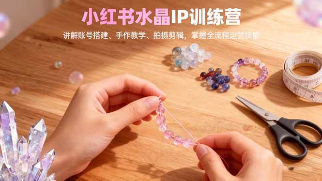 小红书水晶IP训练营,讲解账号搭建、手作教学、拍摄剪辑,全流程运营技能-资源基地