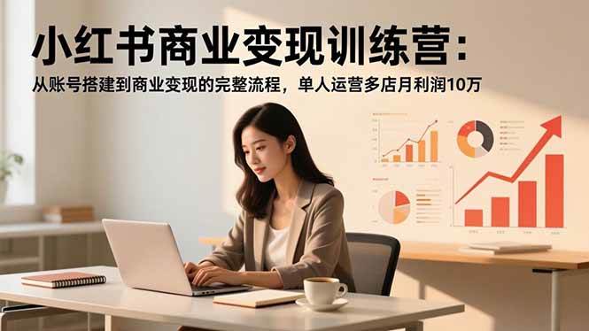 小红书商业变现训练营:从账号搭建到商业变现的完整流程,单人运营多店月利润10万-资源基地