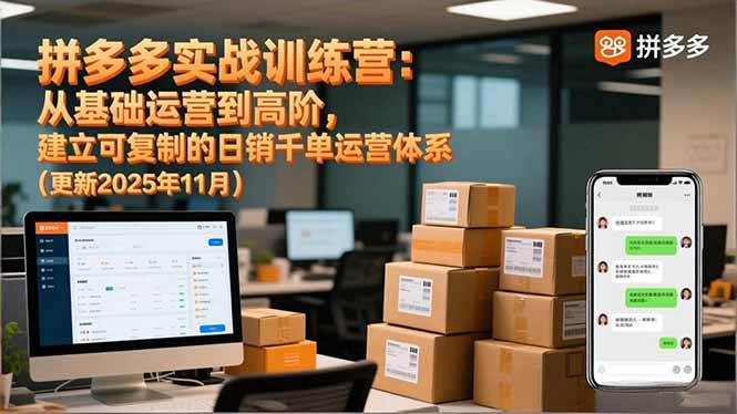 拼多多实战训练营：从基础运营到高阶，建立可复制的日销千单运营体系（更新11月）-资源基地