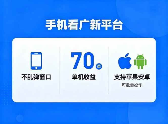 看广新平台,不乱弹窗口,单机做到了70加,支持苹果和安卓可批量,做到了日入1万+-资源基地