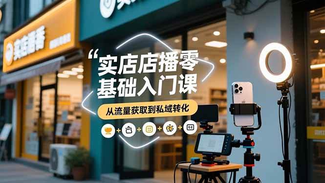 实体店播零基础入门课，实体店+短视频+直播+微信生态+私域社群，从流量获取到私域转化-资源基地
