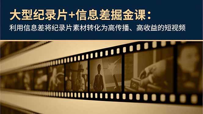 大型纪录片+信息差掘金课：利用信息差将纪录片素材转化为高传播、高收益的短视频-资源基地