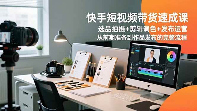 快手短视频带货速成课，选品拍摄+剪辑调色+发布运营，从前期准备到作品发布的完整流程-资源基地