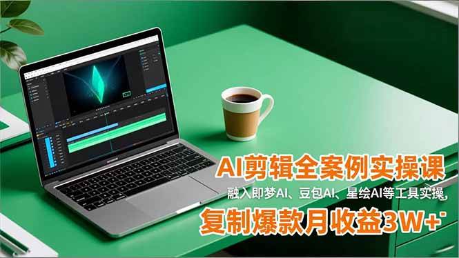 AI剪辑全案例实操课,融入即梦AI、豆包AI、星绘AI等工具实操,复制爆款月收益3W+-资源基地