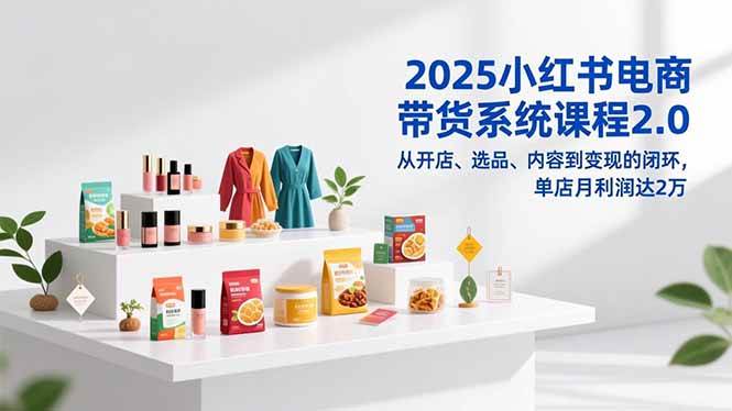 2025小红书电商带货系统课程2.0，从开店、选品、内容到变现的闭环，单店月利润达2万-资源基地