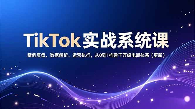 TikTok实战系统课，案例复盘、数据解析、运营执行，从0到1构建千万级电商体系（更新）-资源基地