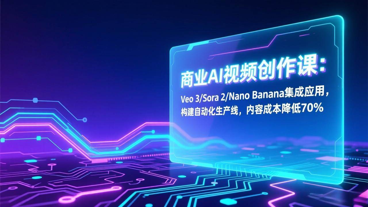 图片[1]-商业AI视频创作课：Veo 3/Sora 2/Nano Banana集成应用，构建自动化生产线，内容成本降低70%-资源基地
