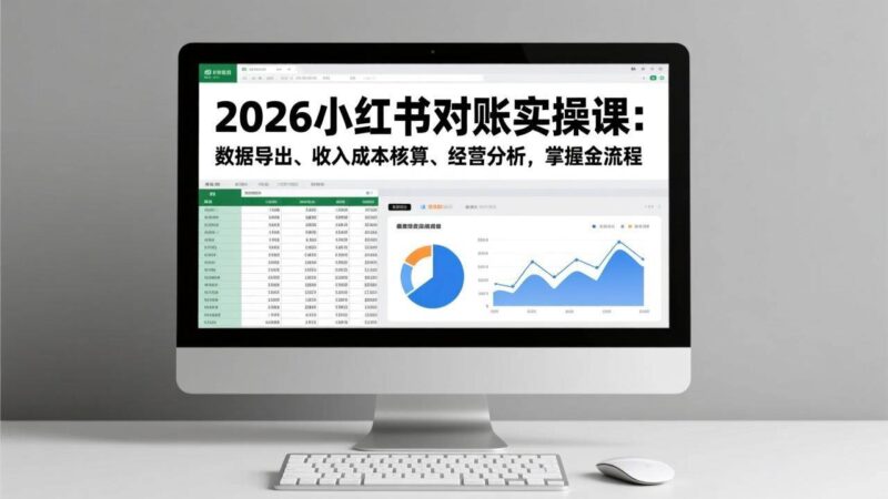 2026小红书对账实操课：数据导出、收入成本核算、经营分析，掌握全流程-资源基地