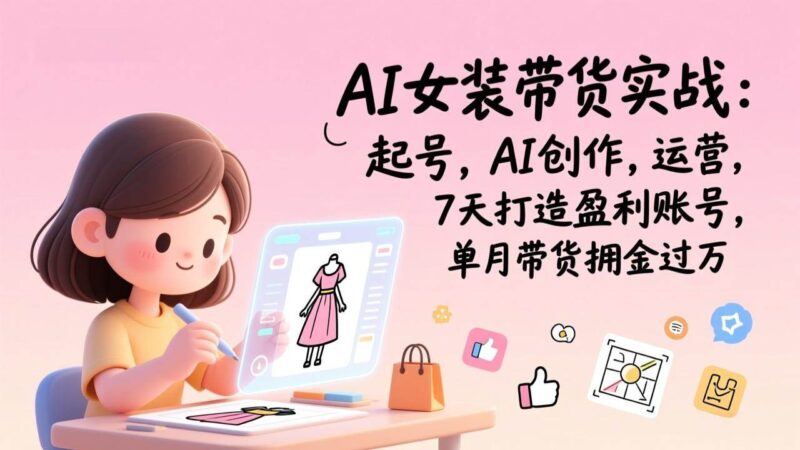 AI女装带货实战班（更新）：起号，AI创作，运营，7天打造盈利账号，单月带货佣金过万-资源基地