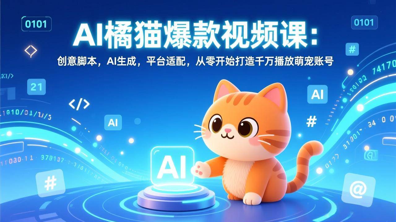 图片[1]-AI橘猫爆款视频课：创意脚本，AI生成，平台适配，从零开始打造千万播放萌宠账号-资源基地