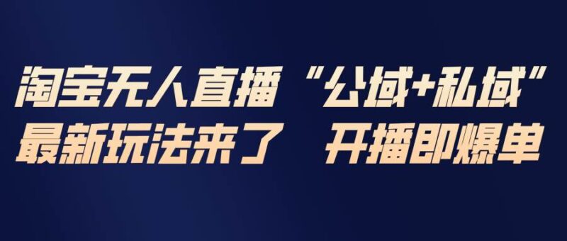 淘宝无人直播最新玩法，包含私域和公域两种玩法-资源基地