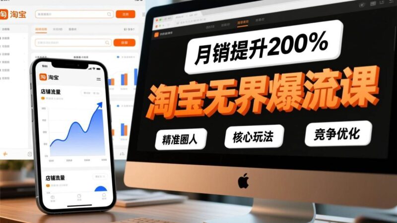 淘宝无界爆流课，精准圈人、核心玩法、竞争优化，快速引爆店铺流量，月销提升200%-资源基地