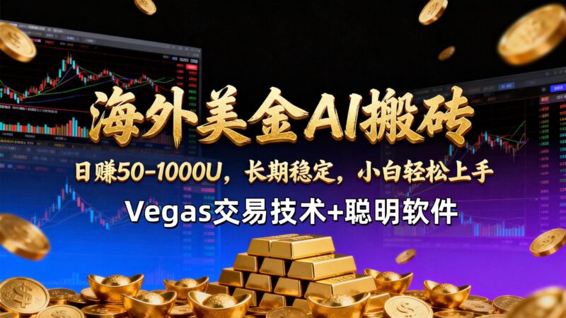 【海外美金AI搬砖】Vegas交易技术+聪明软件，日赚50-1000U，长期稳定，小白轻松上手。-资源基地