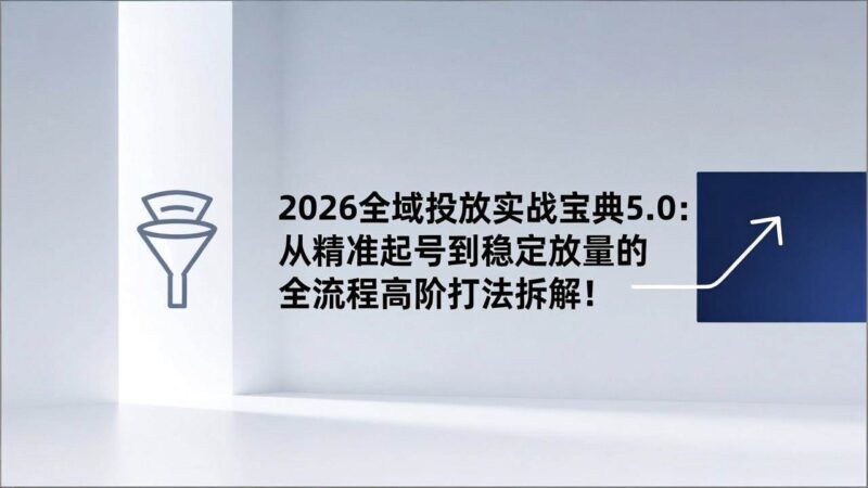 2026全域投放实战宝典5.0：从精准起号到稳定放量的全流程高阶打法拆解！-资源基地