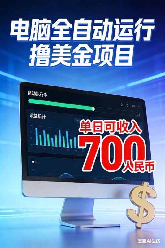 2026年电脑全自动赚美金项目，单电脑日收益700+-资源基地