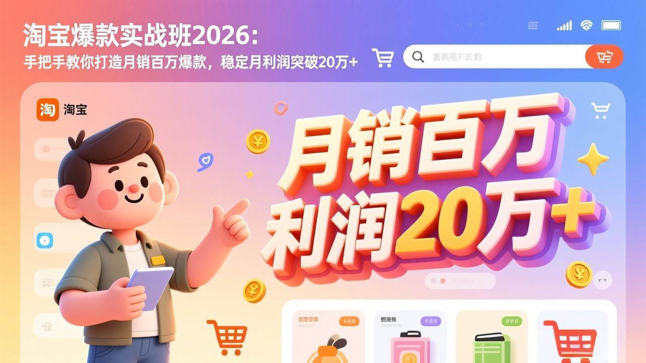 图片[1]-淘宝爆款实战班2026：手把手教你打造月销百万爆款，稳定月利润突破20万+-资源基地