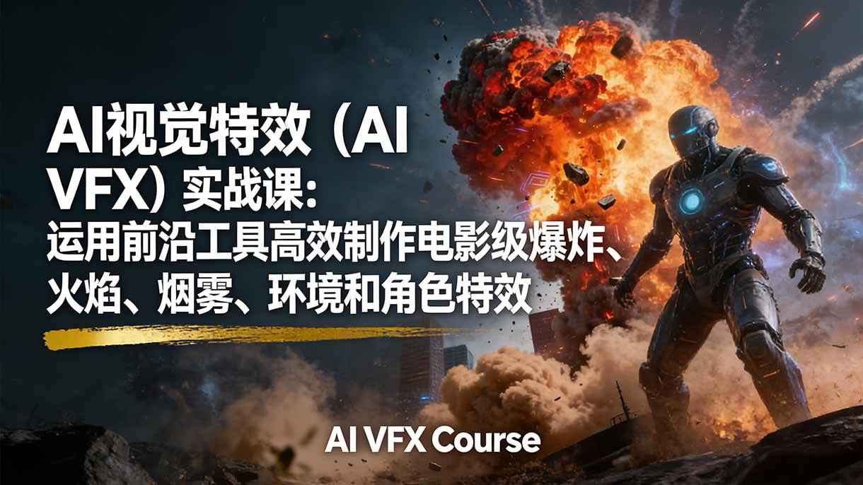 图片[1]-AI视觉特效（AI VFX）实战课：运用前沿工具高效制作电影级爆炸、火焰、烟雾、环境和角色特效-资源基地