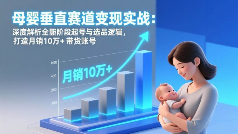 母婴垂直赛道变现实战：深度解析三大阶段起号与选品逻辑，打造月销10万+带货账号-资源基地