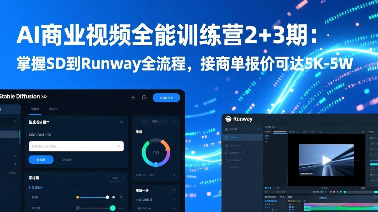 图片[1]-AI商业视频全能训练营2+3期：掌握SD到Runway全流程，接商单报价可达5K-5W-资源基地