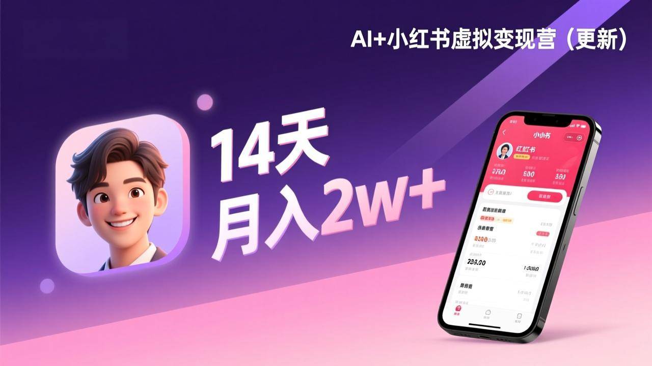 图片[1]-AI+小红书虚拟变现营（更新），14天掌握选品、笔记、成交，打造自动化月入2w+事业-资源基地