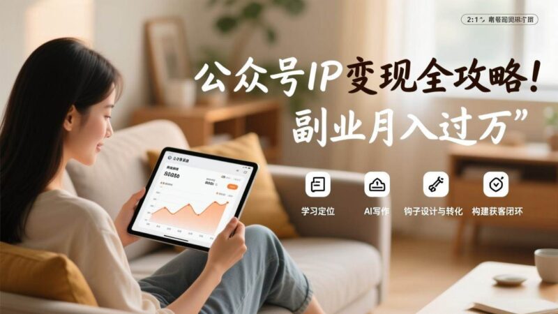 公众号IP变现全攻略，学习定位、AI写作、钩子设计与转化，构建获客闭环，副业月入过万-资源基地