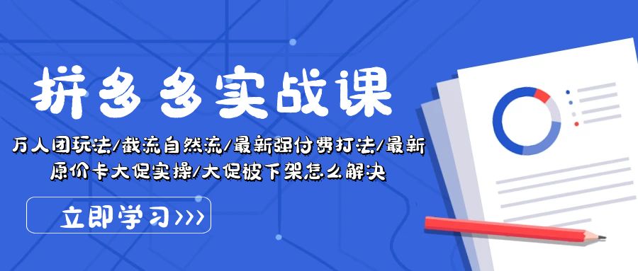 拼多多·实战课：万人团玩法/截流自然流/最新强付费打法/最新原价卡大促..-资源基地