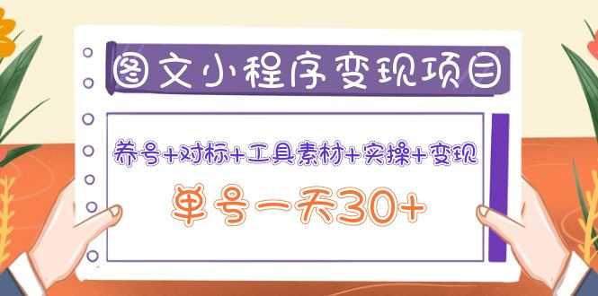 图文案小程序变现项目：养号+对标+工具素材+实操+变现，单号一天30+-资源基地