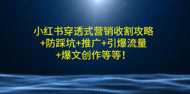 小红书穿透式营销收割攻略+防踩坑+推广+引爆流量+爆文创作等等!-资源基地