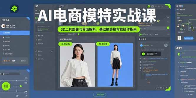 AI电商模特实战课，SD工具部署与界面解析，基础换装换背景操作指南-资源基地