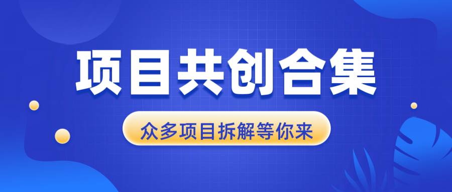 项目共创合集，从0-1全过程拆解，让你迅速找到适合自已的项目-资源基地