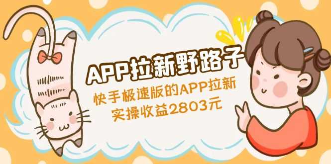APP拉新野路子:快手极速版的APP拉新赚,实操收益2803元-资源基地