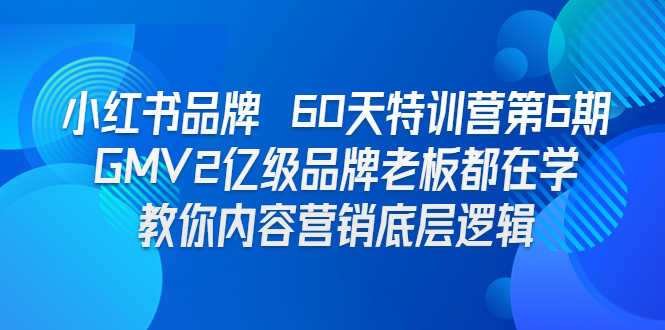 小红书品牌 60天特训营第6期 GMV2亿级品牌老板都在学 教你内容营销底层逻辑-资源基地