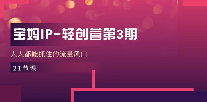 宝妈IP-轻创营第3期,人人都能抓住的流量风口(21节课)-资源基地