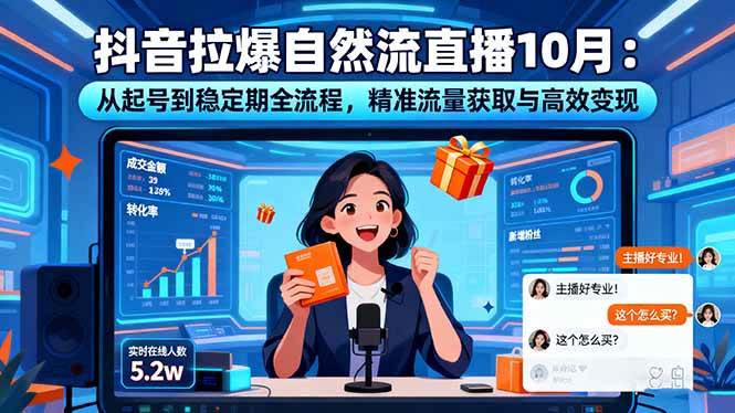 抖音拉爆自然流直播10月:从起号到稳定期全流程,精准流量获取与高效变现-资源基地