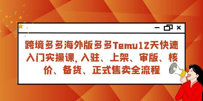 跨境多多海外版多多Temu12天快速入门实战课，从入驻 上架到正式售卖全流程-资源基地