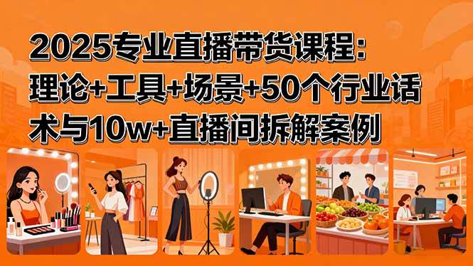 2025专业直播带货课程:理论+工具+场景+50个行业话术与10w+直播间拆解案例-资源基地