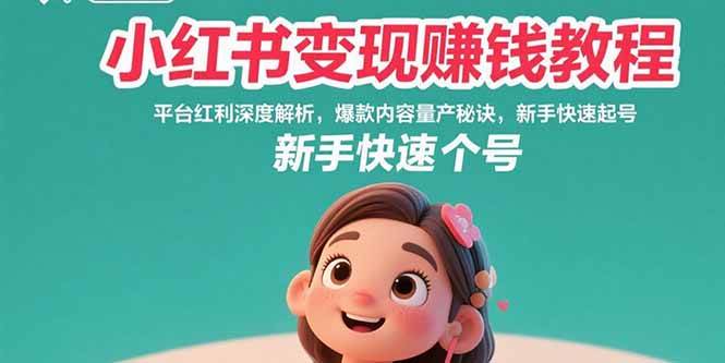 小红书变现赚钱教程：平台红利深度解析，爆款内容量产秘诀，新手快速起号-资源基地