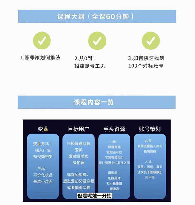 干饭人伊伊：账号定位专题小课，60分钟高清视频课程-资源基地
