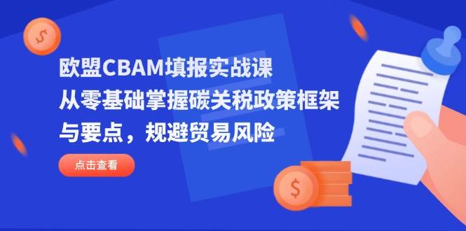 欧盟CBAM填报实战课，从零基础掌握碳关税政策框架与要点，规避贸易风险-资源基地